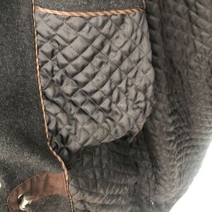 Claiborne Italian Wool Black and Brown Quilted Chore Coat with Suede Collar